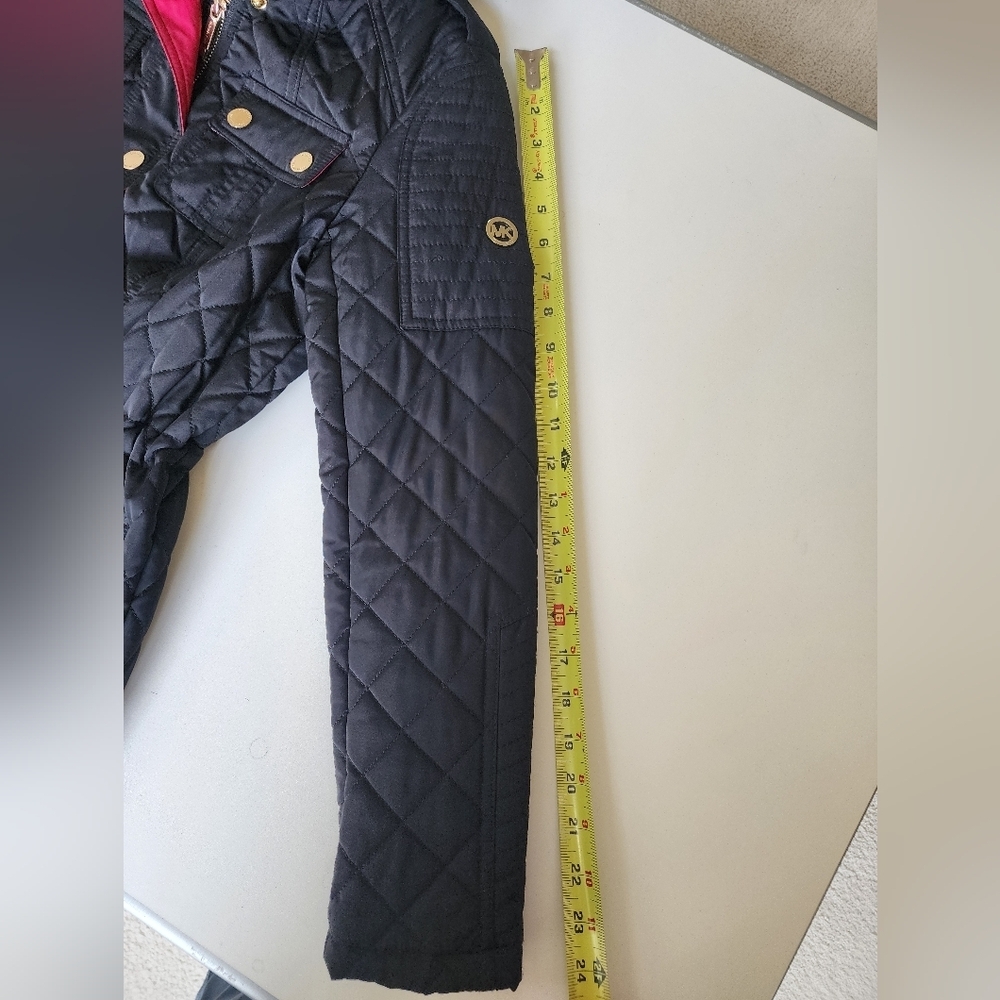 Michael Kors Black Quilted M65 Field Jacket | Pink Trim & Gold Hardware XSP - Picture 16 of 16